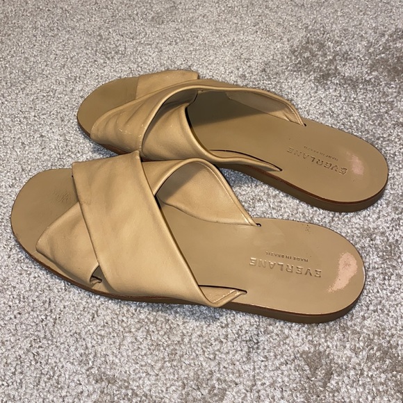 Everlane The Day Crossover Taupe Leather Slide Sandals Women’s 7.5 - Picture 3 of 7